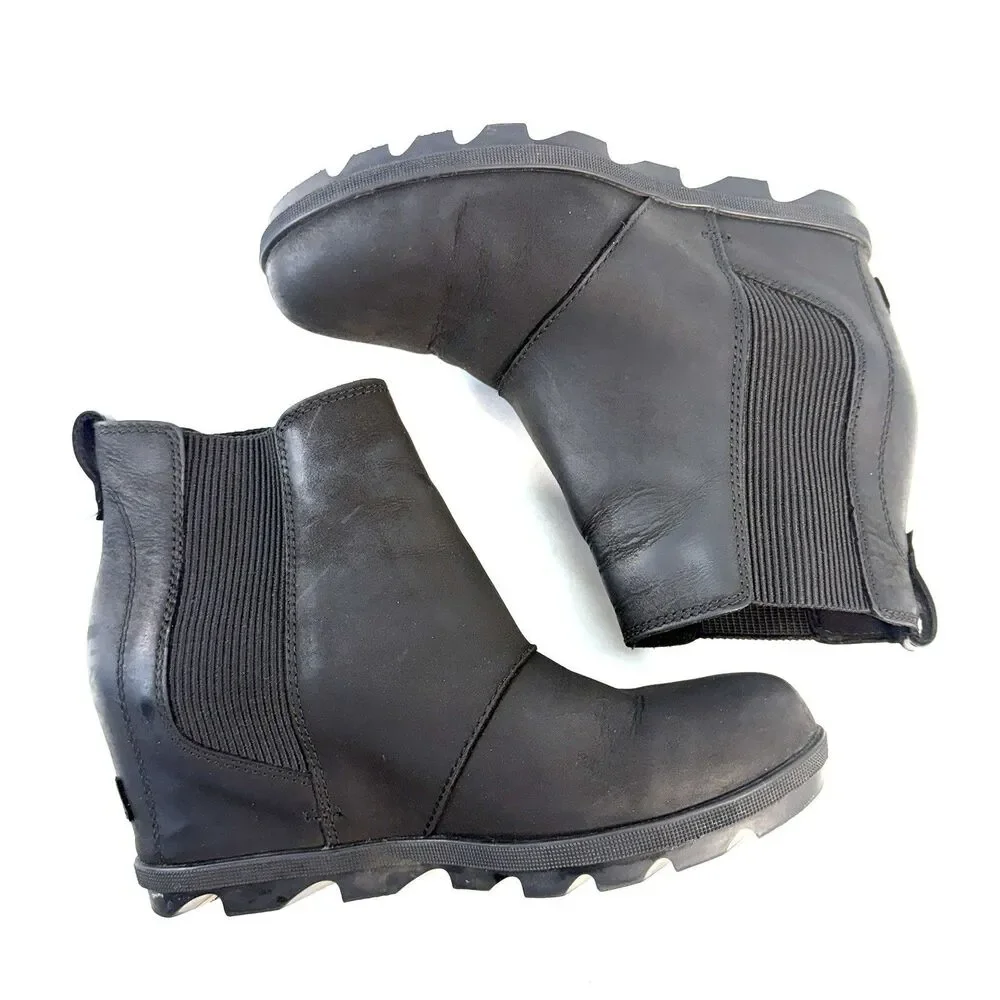SOREL Boots Womens Size 10 Black Joan of Arctic Wedge II Chelsea Ankle Pull On